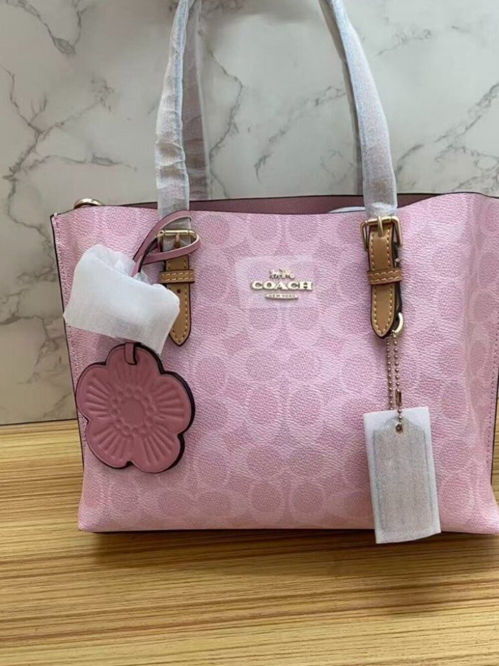 💋COACH Mollie Tote Bag 25 In Signature Powder Pink